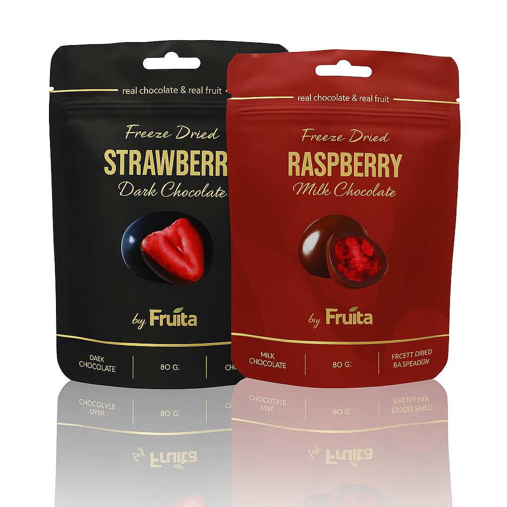 Çilek & Ahududu – Sütlü & Bitter Çikolatalı Paket 160g