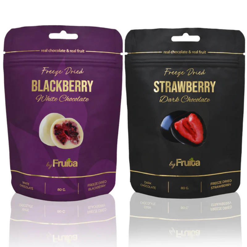 Çilek & Böğürtlen – Bitter & Beyaz Çikolatalı Paket 160g