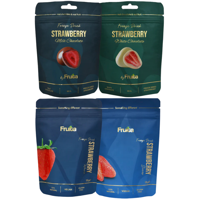 Fruita – 4’lü Çilek Seti | Freeze-Dried & Çikolatalı Çilek 190g