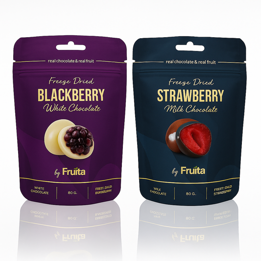 Çilek & Böğürtlen – Beyaz & Sütlü Çikolatalı Paket 160g