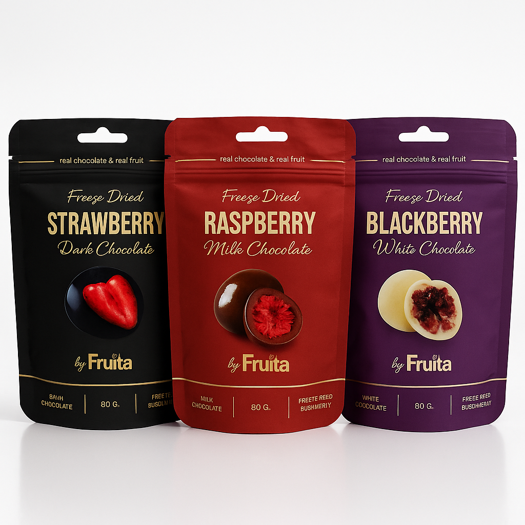 3’lü Premium Çikolatalı Meyve Mix Seti – Bitter, Sütlü, Beyaz 240g