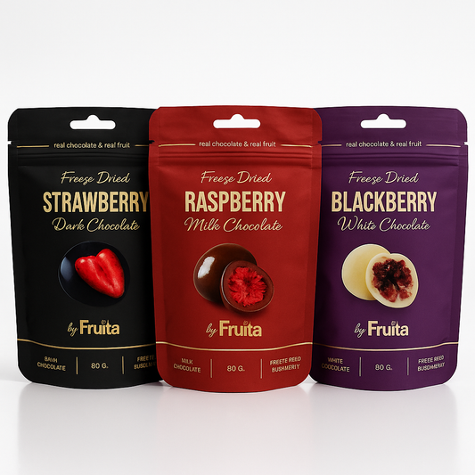 3’lü Premium Çikolatalı Meyve Mix Seti – Bitter, Sütlü, Beyaz 240g