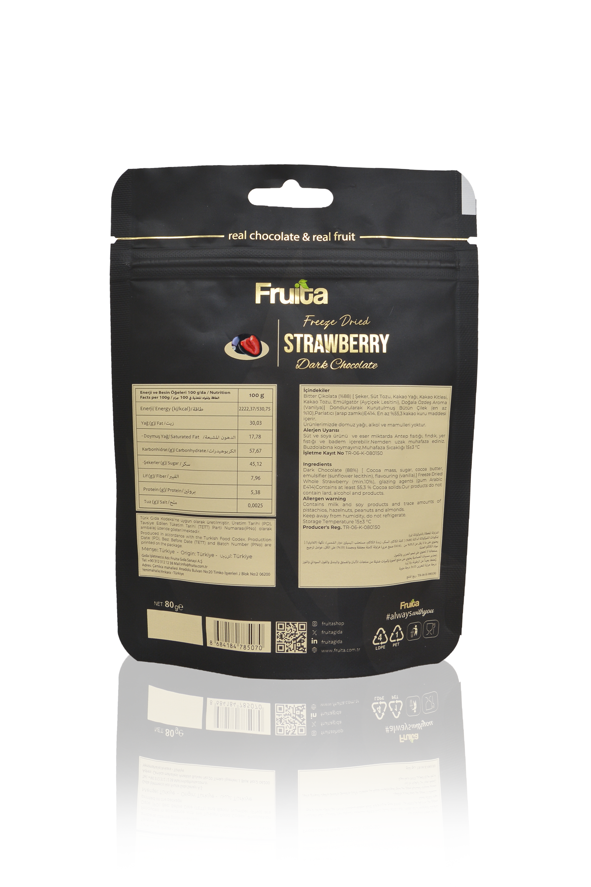 Bitter Çikolata Kaplı Çilek 80g