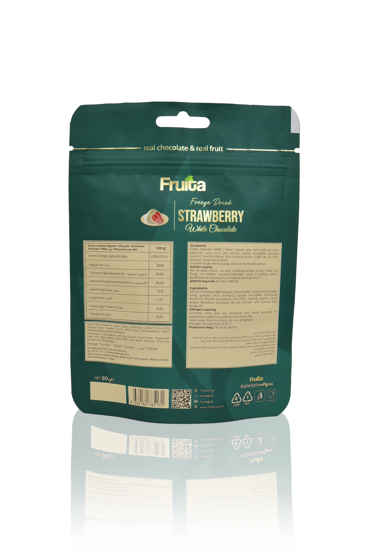 Beyaz Çikolata Kaplı Çilek 80g